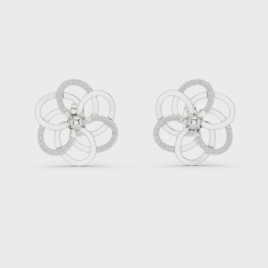 Floral lab-grown diamond stud earrings in white gold

Close-up of diamond flower earrings

Elegant floral diamond stud jewelry