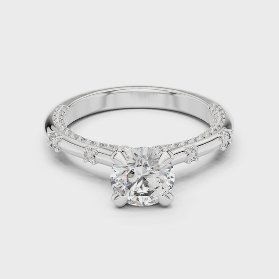 Diamond solitaire engagement ring setting in white gold

Classic solitaire ring setting for center diamond

Minimalist engagement ring setting with high-polish finish