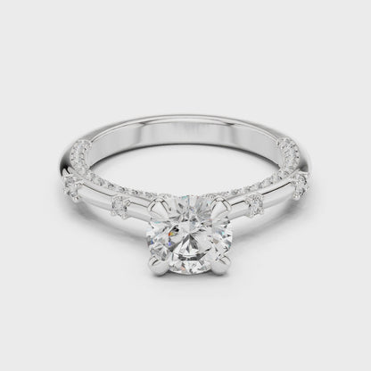 Diamond solitaire engagement ring setting in white gold

Classic solitaire ring setting for center diamond

Minimalist engagement ring setting with high-polish finish