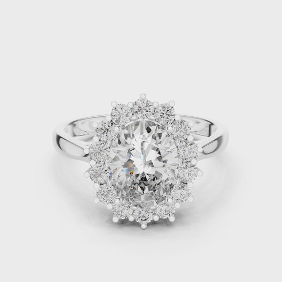 Emori Sunkissed halo lab-grown diamond ring with oval center stone