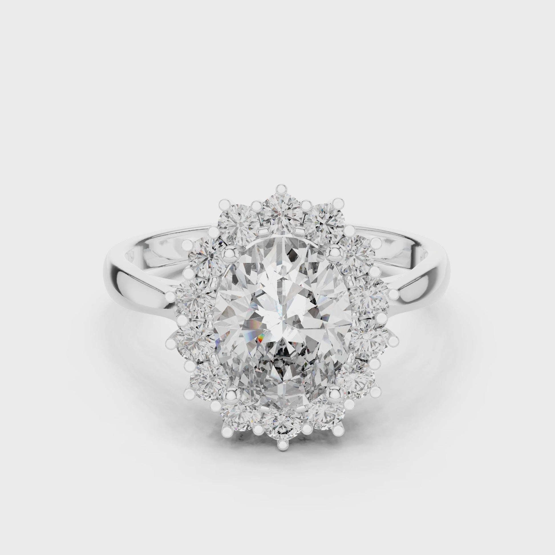 Emori Sunkissed halo lab-grown diamond ring with oval center stone