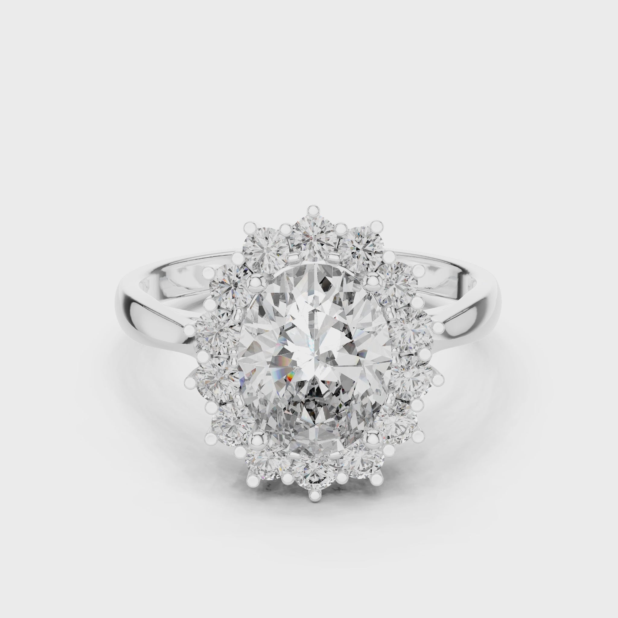 Emori Sunkissed halo lab-grown diamond ring with oval center stone