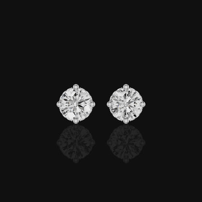 Round Solitaire Earring, Brilliant Cut Diamond Earring, Minimalist Bridal Jewelry, Elegant Gift for Her