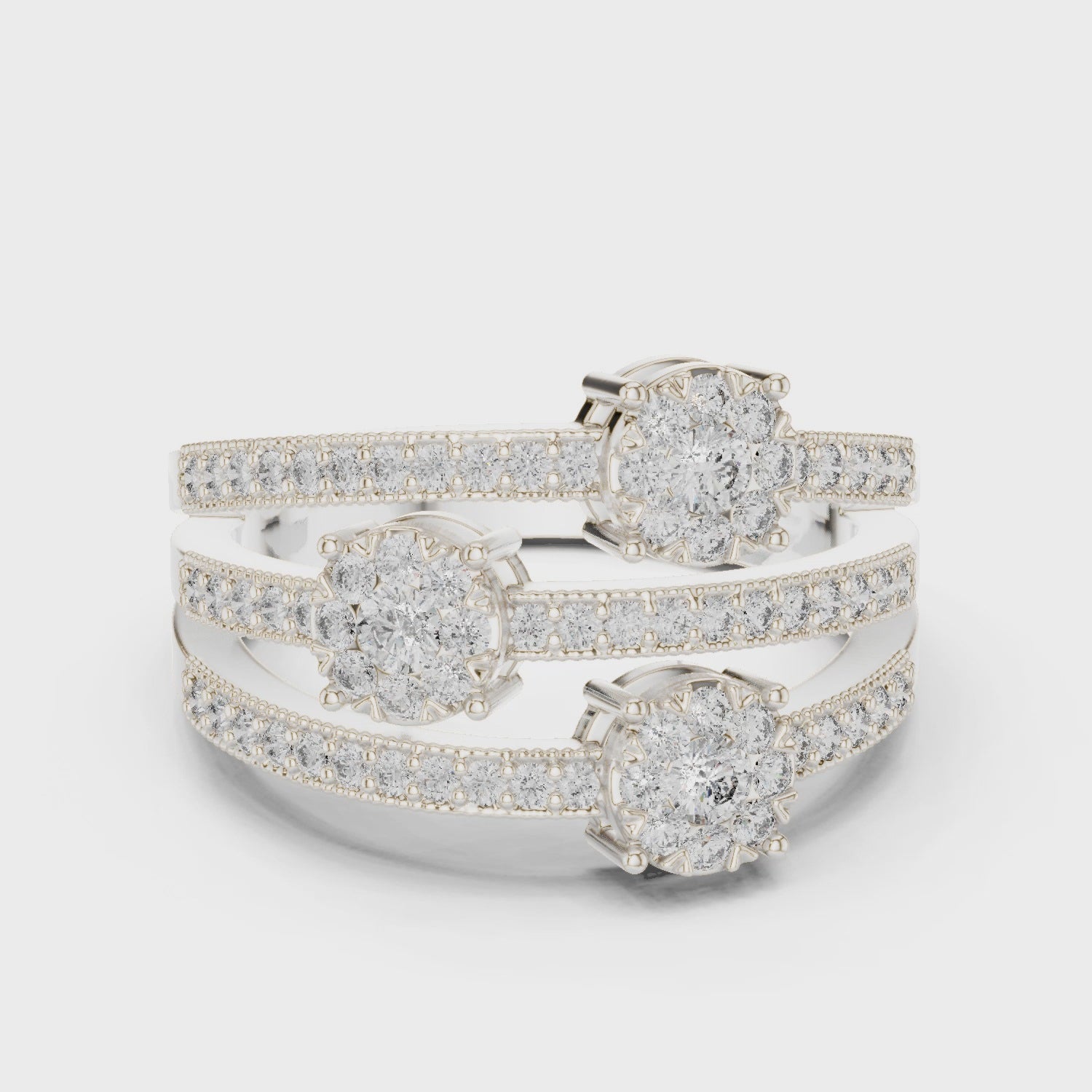 Lab-grown diamond bypass band ring with round brilliant diamonds

Modern bypass diamond band ring in white metal

Elegant lab-grown diamond bypass ring for women