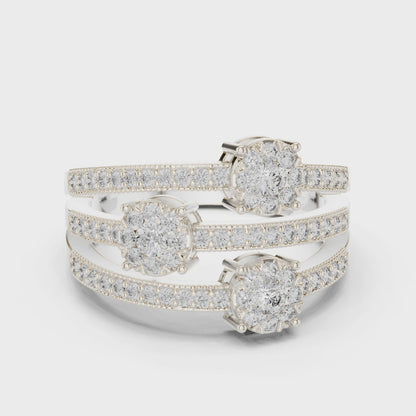 Lab-grown diamond bypass band ring with round brilliant diamonds

Modern bypass diamond band ring in white metal

Elegant lab-grown diamond bypass ring for women