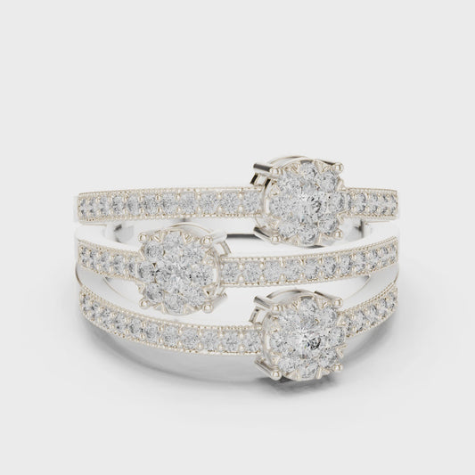 Lab-grown diamond bypass band ring with round brilliant diamonds

Modern bypass diamond band ring in white metal

Elegant lab-grown diamond bypass ring for women