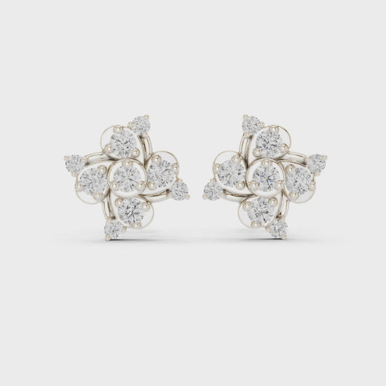 Round floral diamond stud earrings in white gold

Lab-grown diamond floral cluster earrings

Elegant women’s floral diamond stud earrings