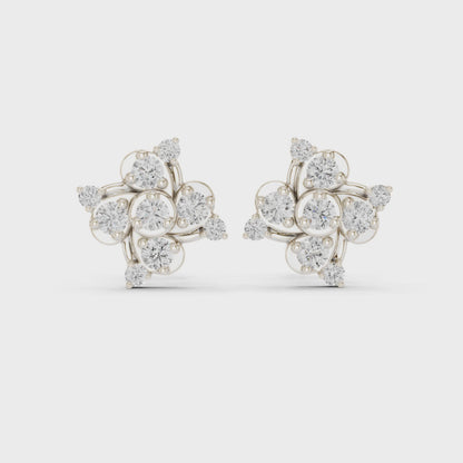 Round floral diamond stud earrings in white gold

Lab-grown diamond floral cluster earrings

Elegant women’s floral diamond stud earrings