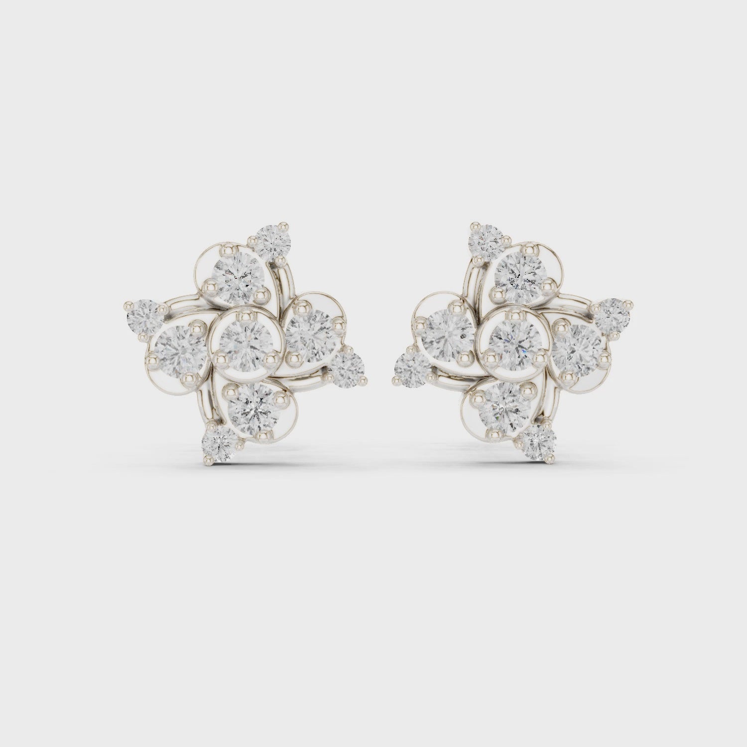 Round floral diamond stud earrings in white gold

Lab-grown diamond floral cluster earrings

Elegant women’s floral diamond stud earrings