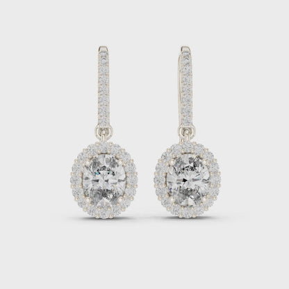 Oval halo lab-grown diamond dangle leverback earrings

Oval diamond halo leverback earrings in white metal

Elegant oval halo diamond earrings for women