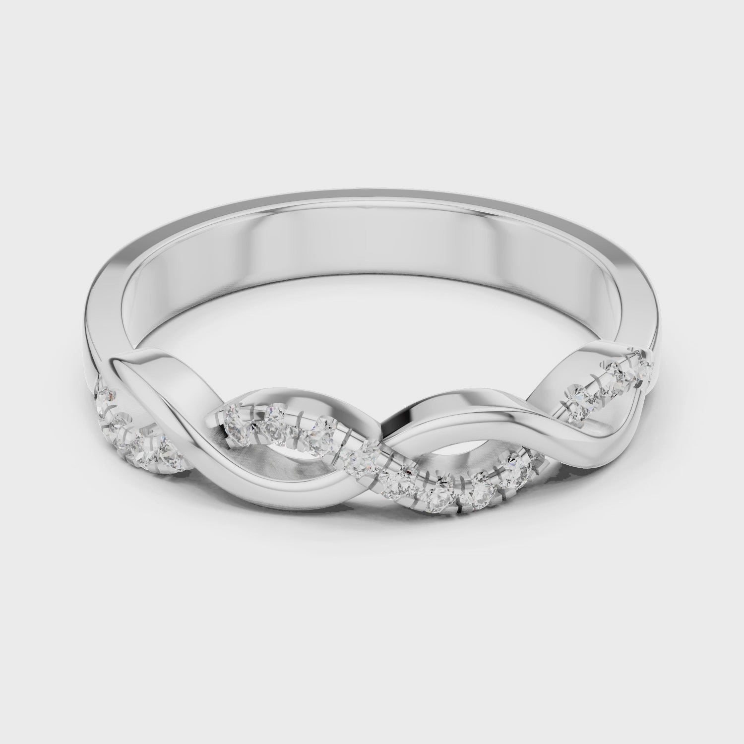 Casual two lines twining ring with sleek intertwined bands and high-polish finish