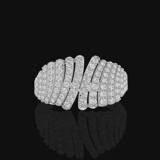 Diamond Band Ring, Multi Row Round Stone Ring, Statement Ring, Elegant Sparkling Wedding Ring