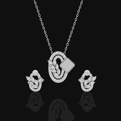 Pendant Set with Matching Earrings, Oval Crystal Jewelry Set, Marquise Stone Necklace Set, Elegant Gift for Her
