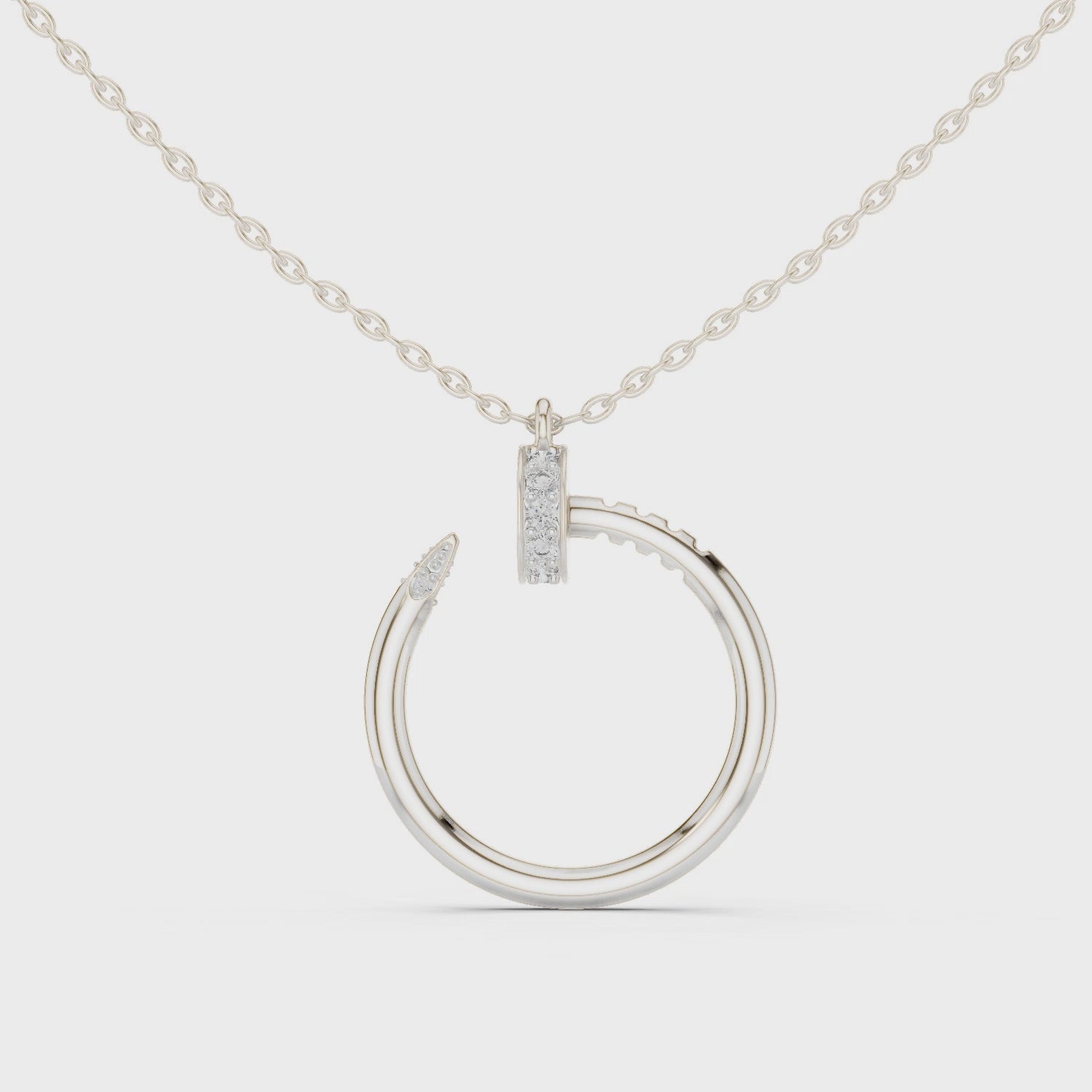 Matisha Orbit round diamond pendant in white gold

Lab-grown diamond orbit pendant necklace close-up

Modern round diamond pendant necklace