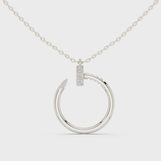 Matisha Orbit round diamond pendant in white gold

Lab-grown diamond orbit pendant necklace close-up

Modern round diamond pendant necklace