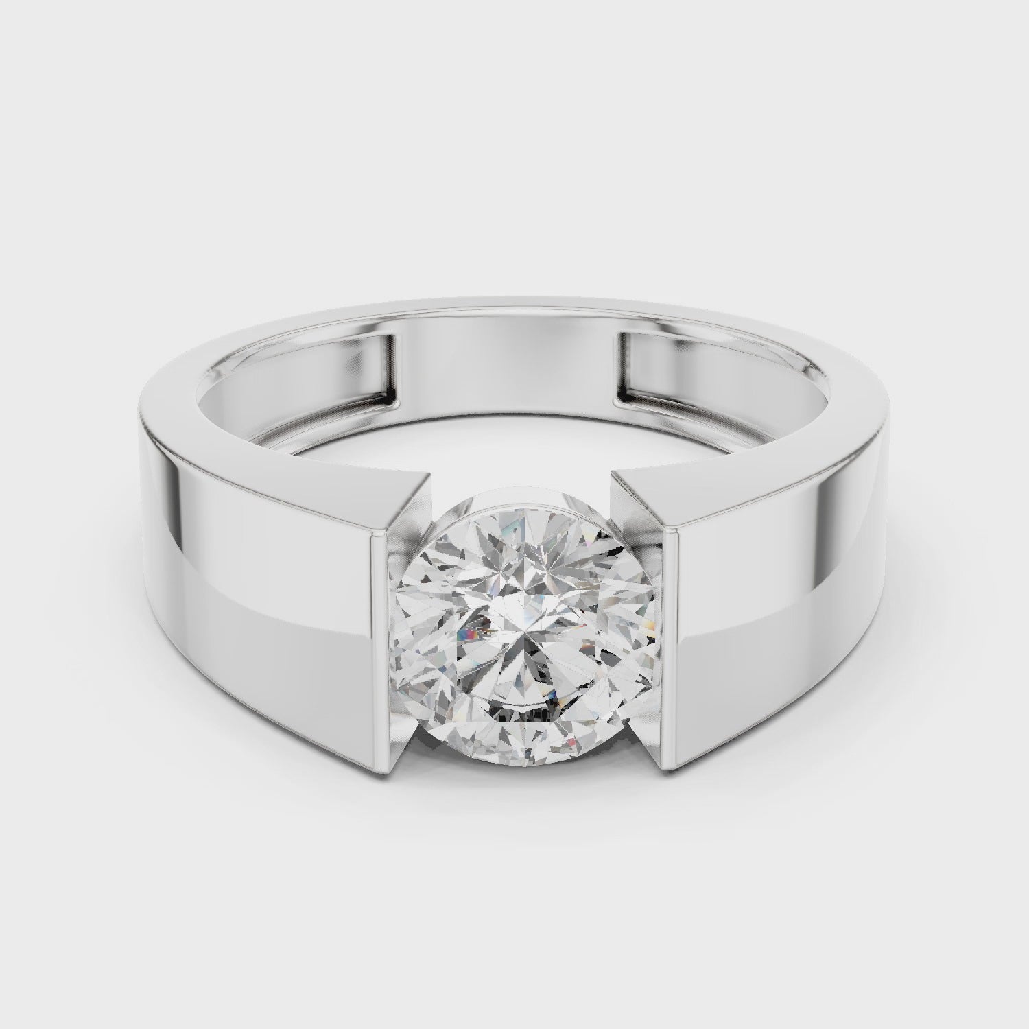 Classic round lab-grown diamond solitaire wedding band in white gold

Minimalist solitaire diamond wedding band for women

Elegant round diamond band with high-polish finish