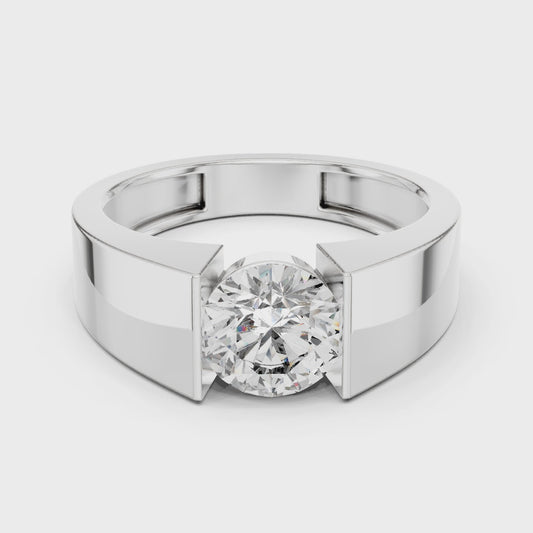 Classic round lab-grown diamond solitaire wedding band in white gold

Minimalist solitaire diamond wedding band for women

Elegant round diamond band with high-polish finish