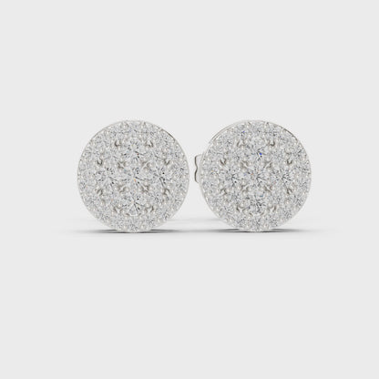 Pair of round cluster diamond stud earrings in white gold

Elegant women’s stud earrings featuring circular diamond clusters

Timeless fine jewelry earrings with sparkling cluster design