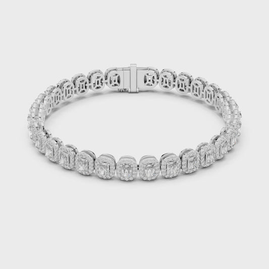 Diamond tennis bracelet with cushion-cut stones in a classic luxury design