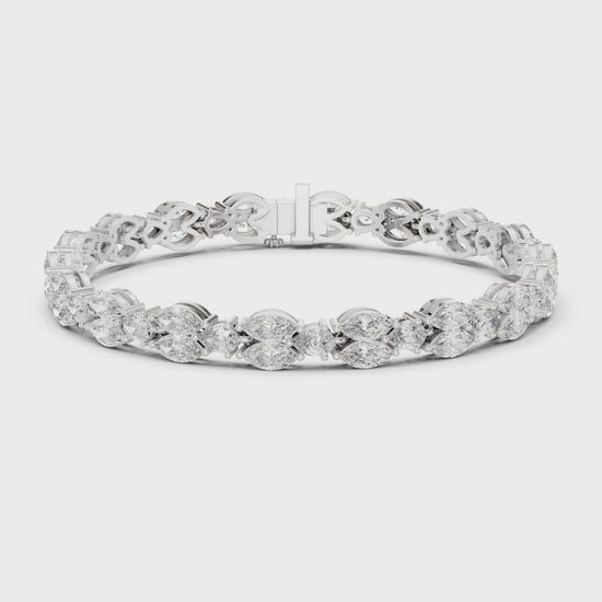 Halcyon floral fancy lab-grown diamond bracelet with polished metal finish