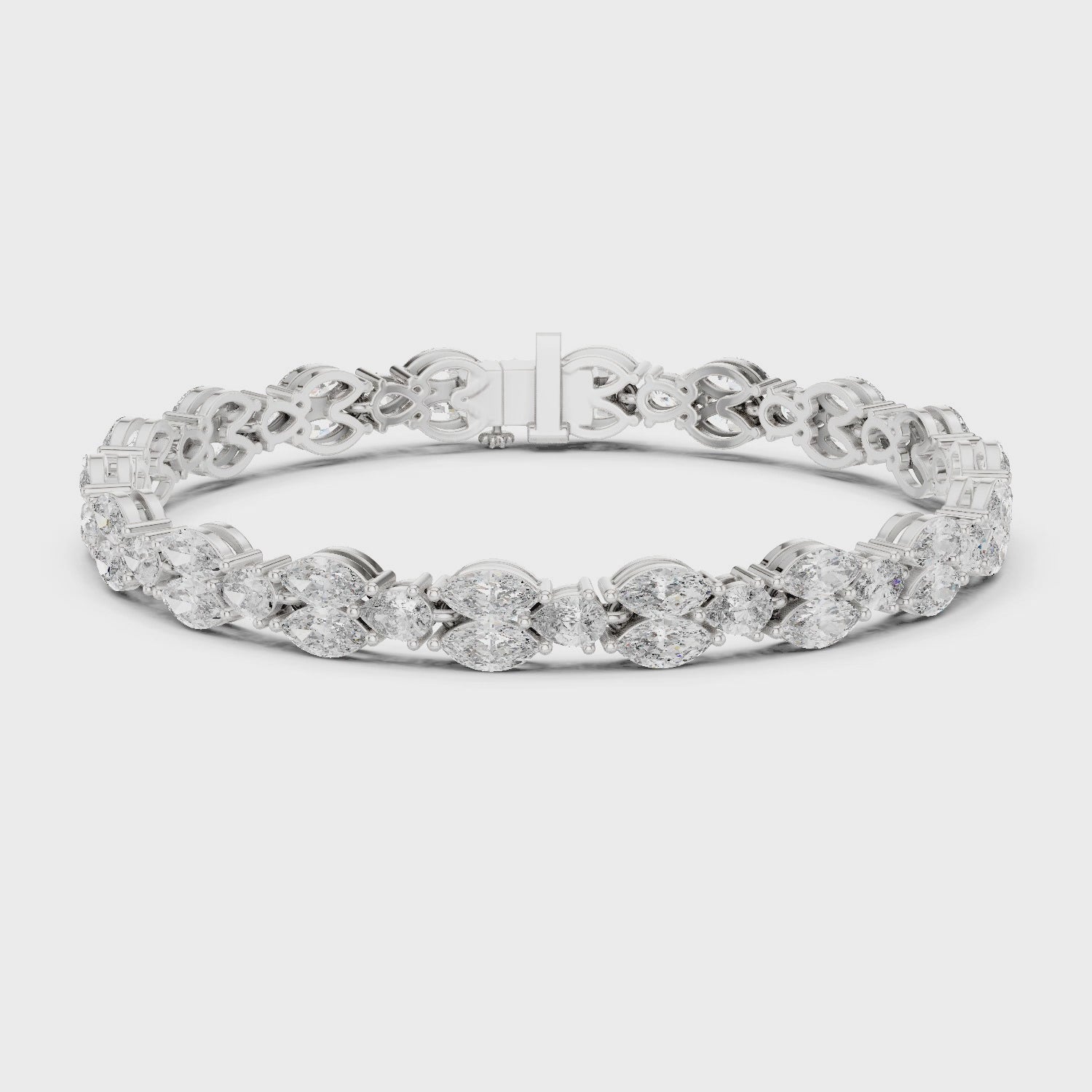 Halcyon floral fancy lab-grown diamond bracelet with polished metal finish