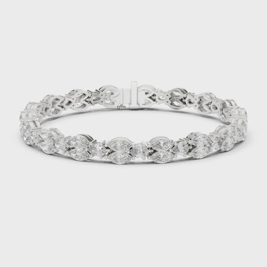 Halcyon floral fancy lab-grown diamond bracelet with polished metal finish