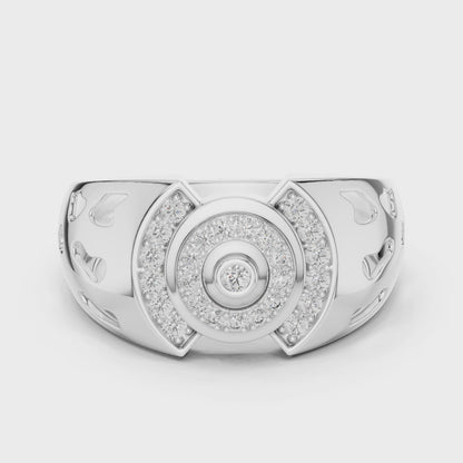 Diamond ring with polished band and brilliant center diamond