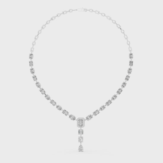 Luxe Epilogue Y Diamond Necklace featuring lab-grown CVD Type IIA diamonds on polished metal
