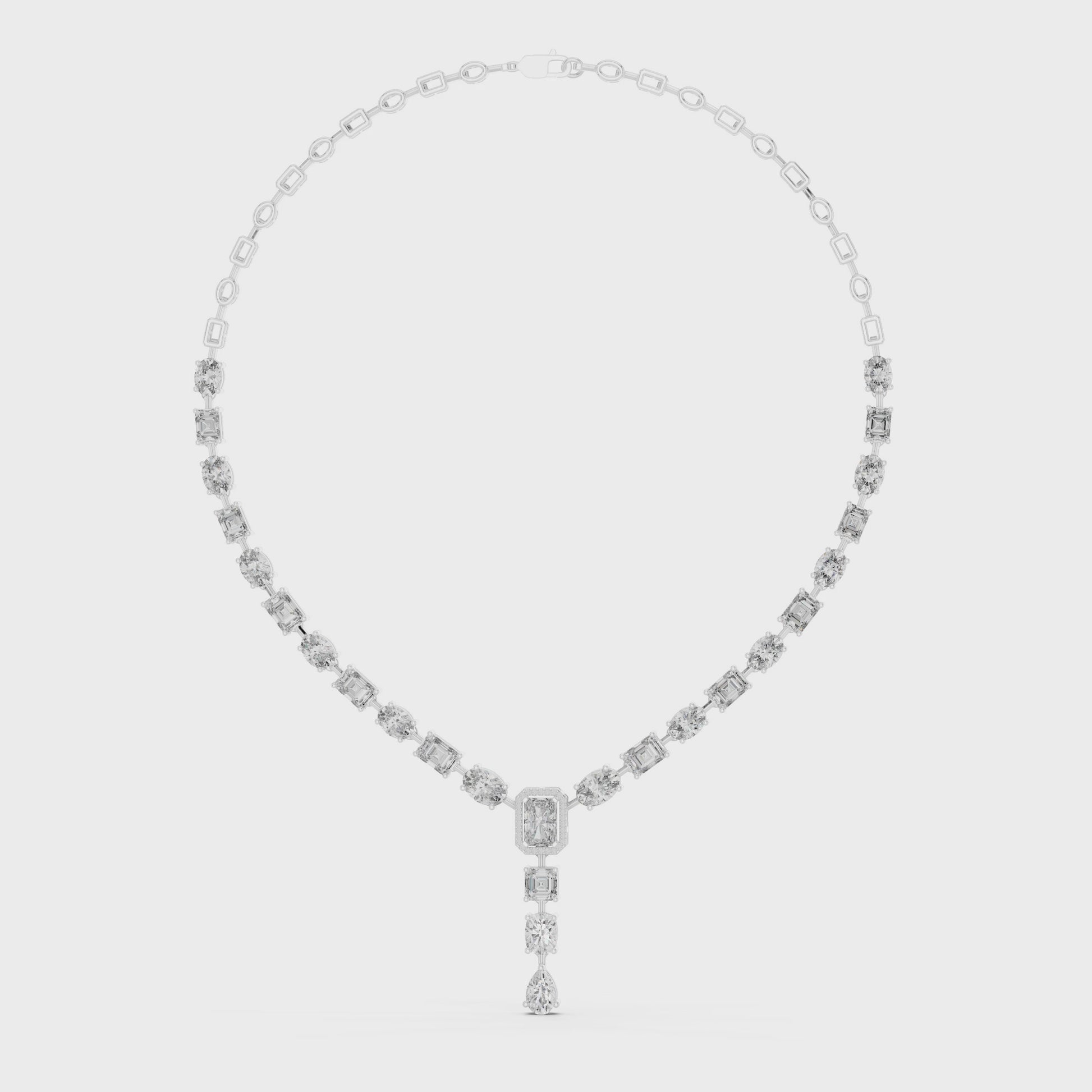 Luxe Epilogue Y Diamond Necklace featuring lab-grown CVD Type IIA diamonds on polished metal