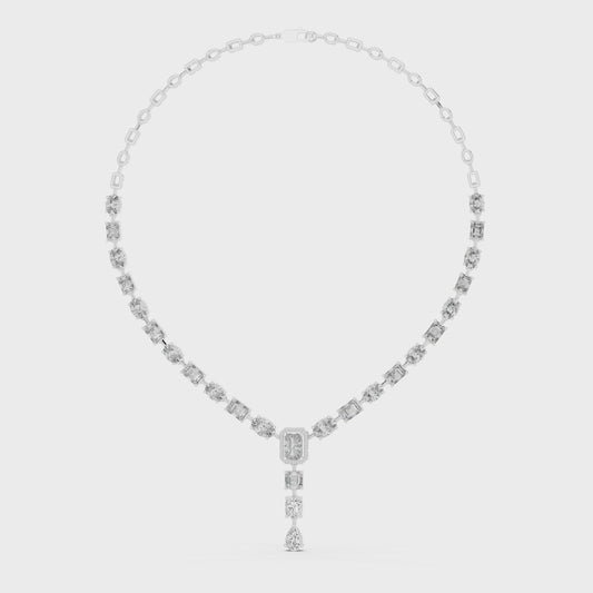 Luxe Epilogue Y Diamond Necklace featuring lab-grown CVD Type IIA diamonds on polished metal