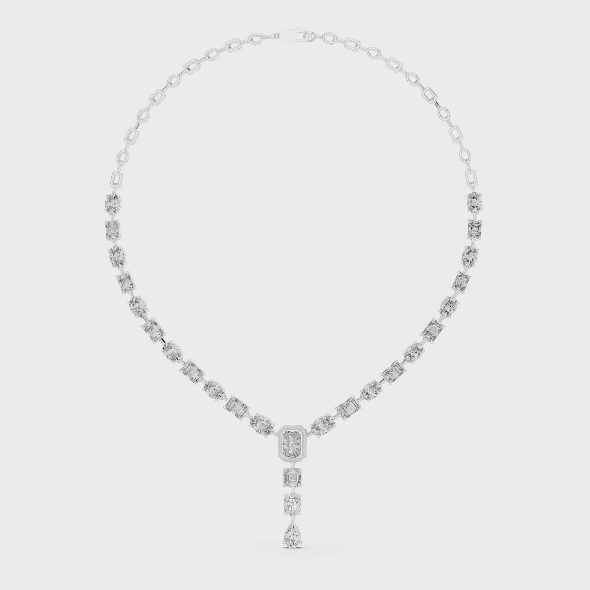 Luxe Epilogue Y Diamond Necklace featuring lab-grown CVD Type IIA diamonds on polished metal