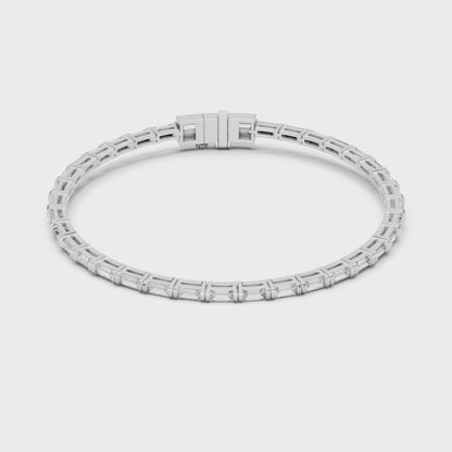 Baguette diamond tennis bracelet with sleek linear stone setting