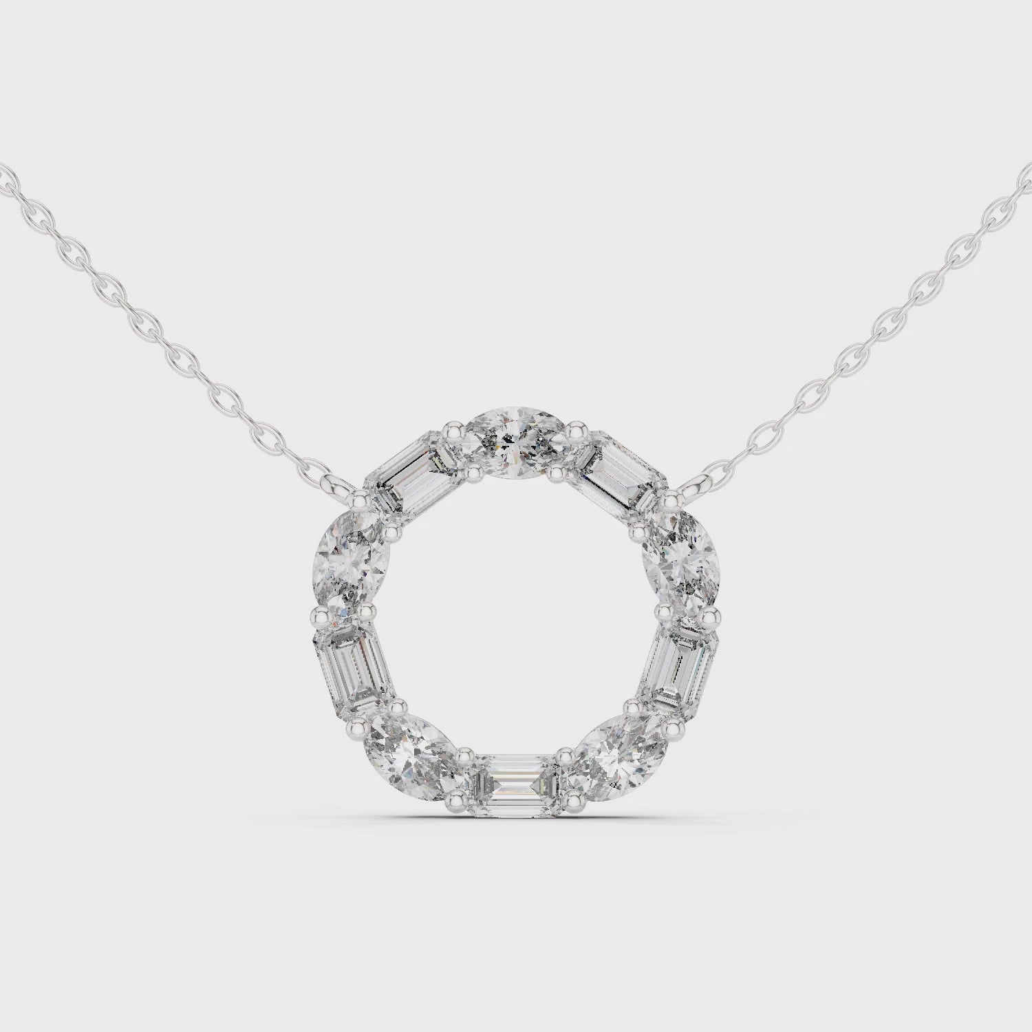 Oval and emerald-cut lab-grown diamond circle pendant necklace

Mixed-shape diamond eternity circle pendant

Elegant diamond circle necklace for women