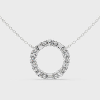Oval and emerald-cut lab-grown diamond circle pendant necklace

Mixed-shape diamond eternity circle pendant

Elegant diamond circle necklace for women