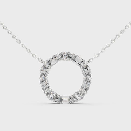 Oval and emerald-cut lab-grown diamond circle pendant necklace

Mixed-shape diamond eternity circle pendant

Elegant diamond circle necklace for women