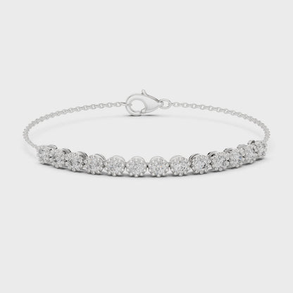 Classic diamond tennis bracelet with individually set round diamonds on a delicate chain