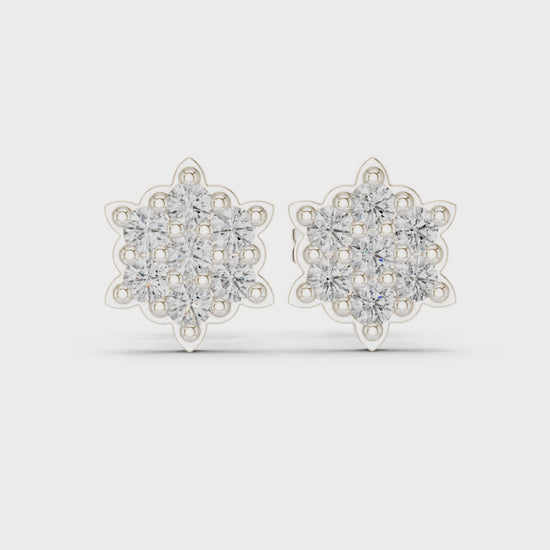 Diamond cluster stud earrings in white gold

Lab-grown diamond cluster earrings for women

Classic round diamond cluster stud earrings