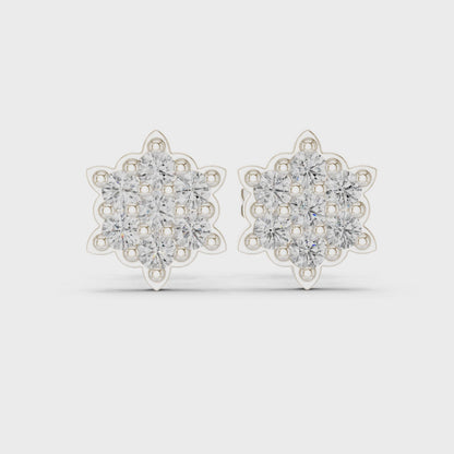 Diamond cluster stud earrings in white gold

Lab-grown diamond cluster earrings for women

Classic round diamond cluster stud earrings