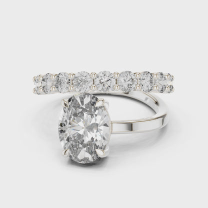 Matisha solitaire engagement ring with oval-cut center diamond and pavé band

Lab-grown oval diamond engagement ring with sparkling pavé accents

Elegant bridal solitaire engagement ring with oval center stone