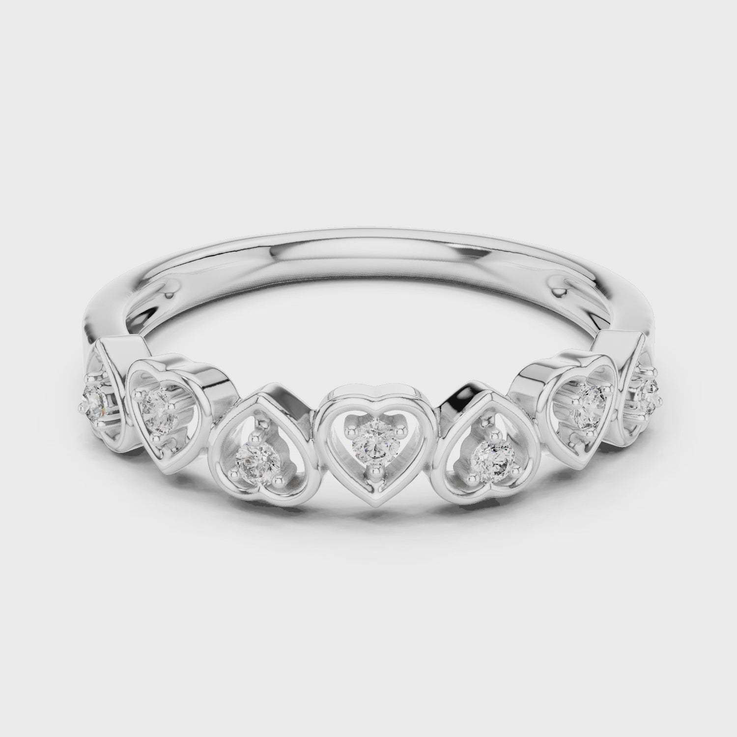 Heart-cut lab-grown diamond wedding band in white gold

Elegant heart-shaped diamond band close-up

Romantic lab-grown diamond wedding ring