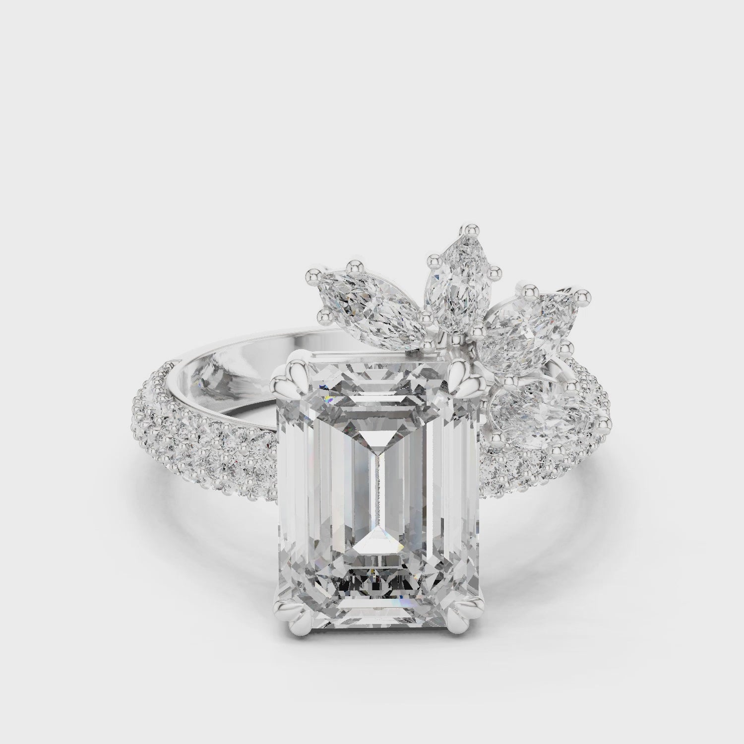 Bridal Couture emerald-cut diamond engagement ring in white gold

Lab-grown emerald-cut diamond engagement ring

Elegant bridal emerald-cut solitaire engagement ring