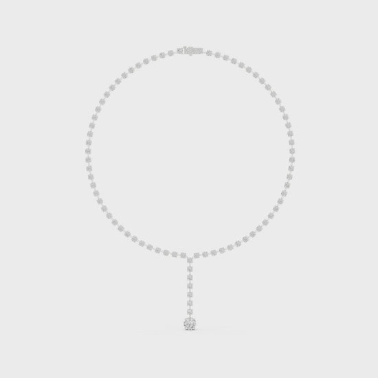 Round lab-grown diamond lariat tennis necklace with adjustable drop and polished metal