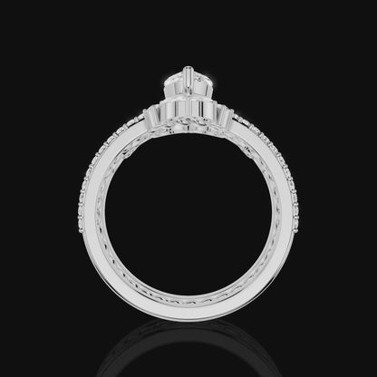 Marquise Diamond Ring, Twisted Band Ring, Floral Accent Stone Ring, Elegant Luxury Statement Jewelry