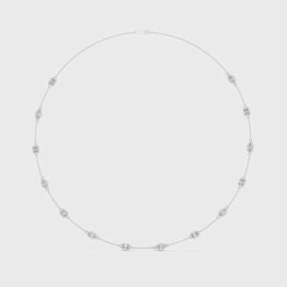 Matisha marquise and emerald lab-grown diamond station necklace on a polished chain