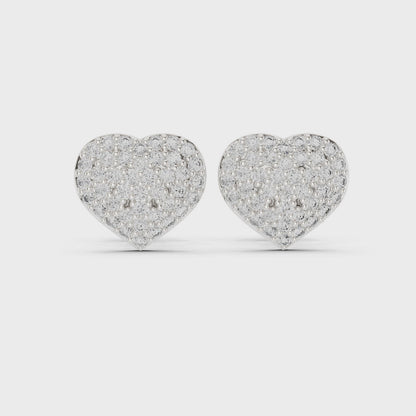 Pair of Valentina pavé diamond heart stud earrings in white gold

Elegant women’s earrings featuring heart-shaped pavé diamonds

Timeless fine jewelry earrings with sparkling romantic design