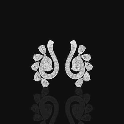 Pear Shape Diamond Drop Earrings, Elegant Swirl Floral Statement Earrings | Matisha Jewels