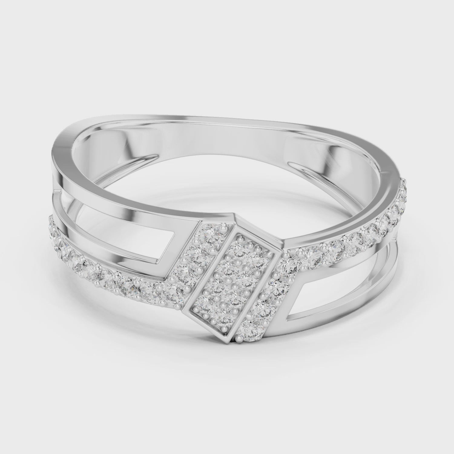 Ladies’ diamond ring with polished band and brilliant center diamond