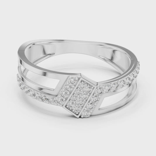 Ladies’ diamond ring with polished band and brilliant center diamond