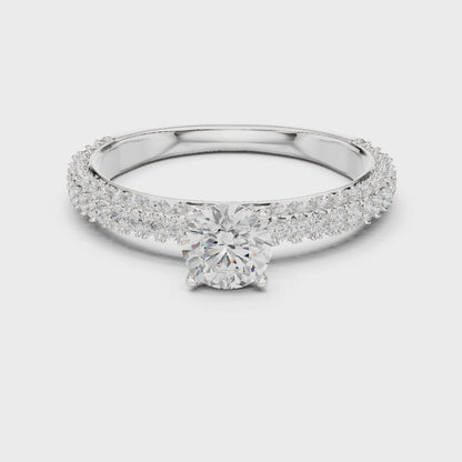 Solitaire engagement ring with pavé diamond band

Lab-grown diamond solitaire engagement ring

Elegant engagement ring with sparkling pavé accents