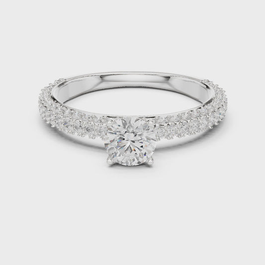 Solitaire engagement ring with pavé diamond band

Lab-grown diamond solitaire engagement ring

Elegant engagement ring with sparkling pavé accents